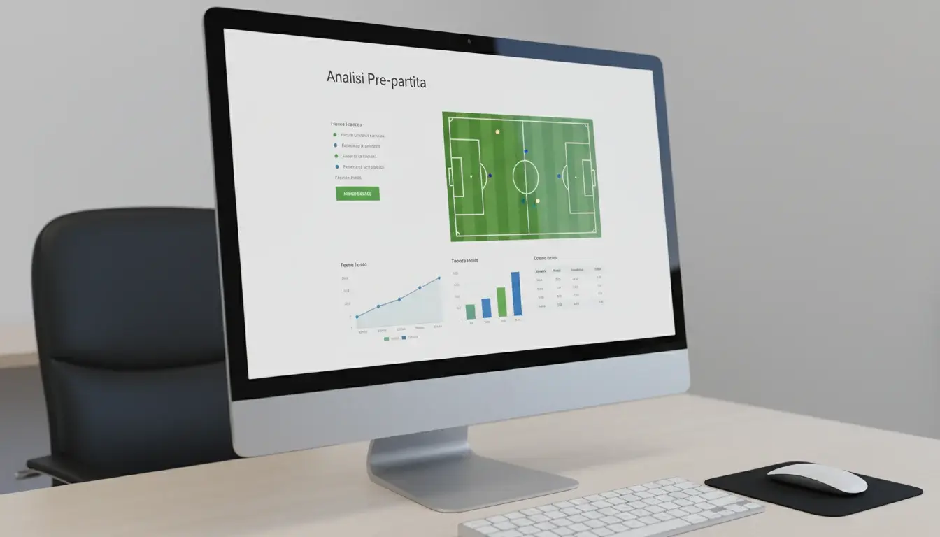 Schermo di computer che mostra statistiche di una partita di calcio